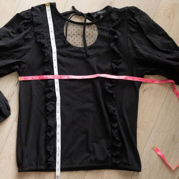 MARC New York Black Eyelet Lace Long Sleeve Shirt‎ size S - Picture 13 of 13